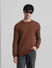 Brown Printed Knitted Pullover_412974+1