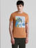 Brown Graphic Print Crew Neck T-shirt_412969+2