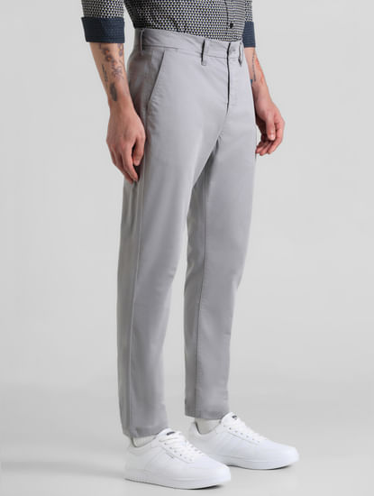 Grey Mid Rise Overdyed Pants