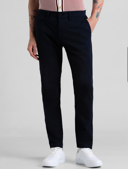 Navy Blue Mid Rise Overdyed Pants