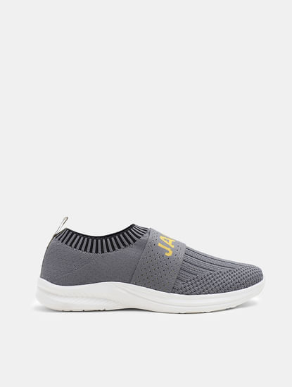 Ash Grey Knitted Slip On Sneakers