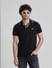 Black Cotton Polo T-shirt_411458+1