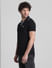 Black Cotton Polo T-shirt_411458+3