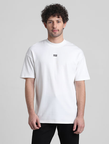 White Graphic Printed Oversized T-shirt