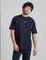 Navy Blue Graphic Printed Oversized T-shirt_411470+2