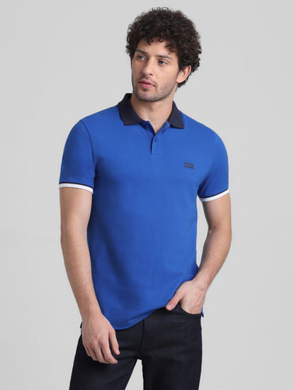 Blue Contrast Tipping Cotton Polo