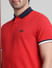 Red Contrast Tipping Cotton Polo_411474+5