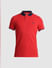 Red Contrast Tipping Cotton Polo_411474+7