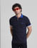 Navy Blue Contrast Tipping Cotton Polo_411475+1