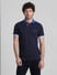 Navy Blue Contrast Tipping Cotton Polo_411475+2