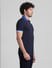 Navy Blue Contrast Tipping Cotton Polo_411475+3