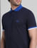 Navy Blue Contrast Tipping Cotton Polo_411475+5