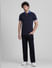 Navy Blue Contrast Tipping Cotton Polo_411475+6