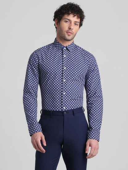 Blue Polka Dot Full Sleeves Shirt
