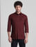 Dark Red Patch Pocket Cotton Shirt_411486+2