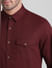 Dark Red Patch Pocket Cotton Shirt_411486+5