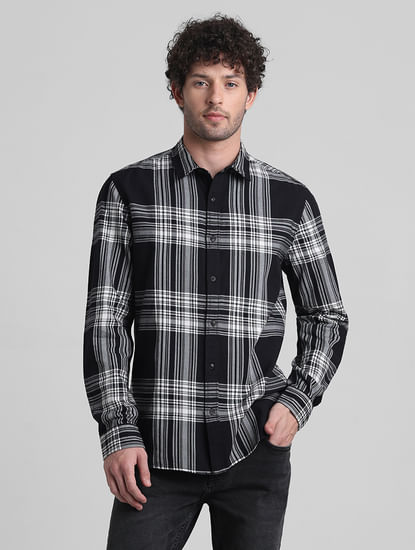 Black Check Print Full Sleeves Shirt