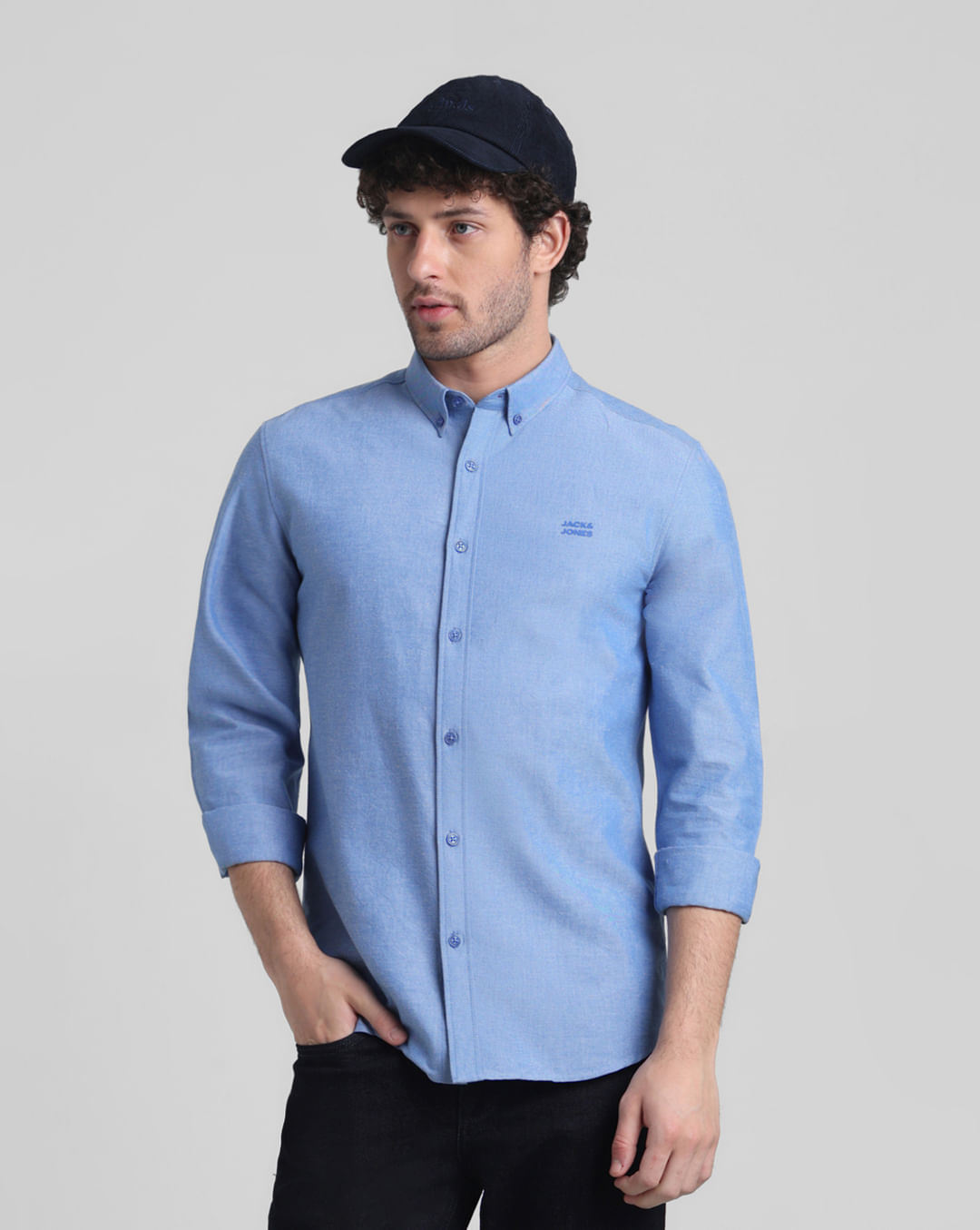 Blue Cotton Full Sleeves Shirt