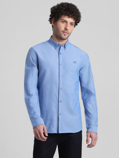 Blue Cotton Full Sleeves Shirt