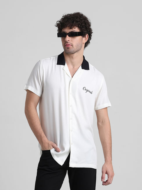 White Printed Short Sleeve Shirt