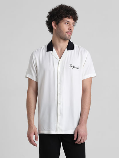 White Printed Short Sleeve Shirt