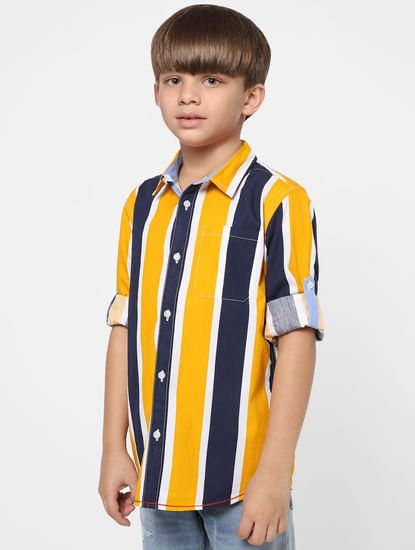 Boys Blue Striped Full Sleeves Shirt