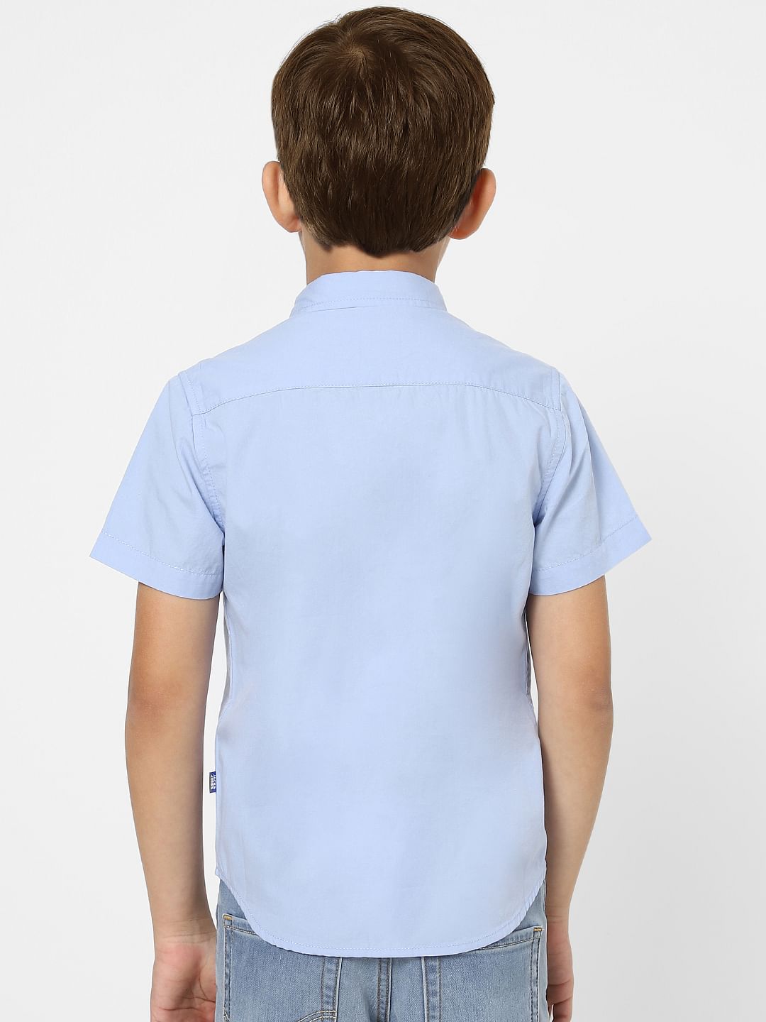 Blue half outlet sleeve shirt