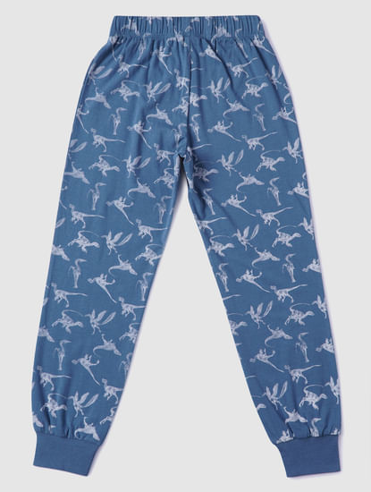 Boys Blue Printed T-shirt & Pyjama Night Suit Set