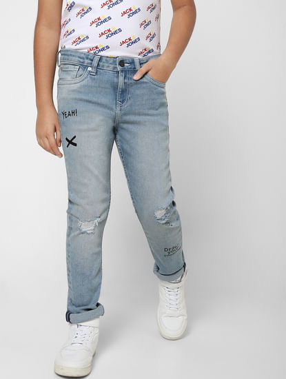 Boys Blue Ripped Clark Straight Jeans 