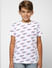 Boys White Logo Graphic Print Crew Neck T-shirt_393947+2