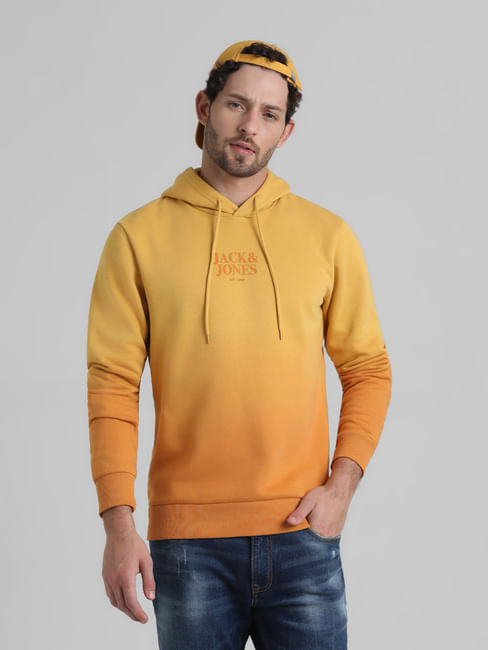 Yellow Ombre Logo Print Sweatshirt