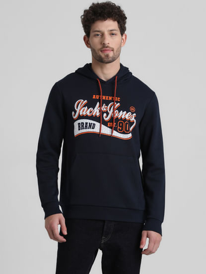 Black Camo Print Hooded Sweatshirt For Men - JACK&JONES