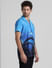 Blue Printed Short Sleeves Shirt_408875+3