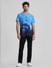 Blue Printed Short Sleeves Shirt_408875+6
