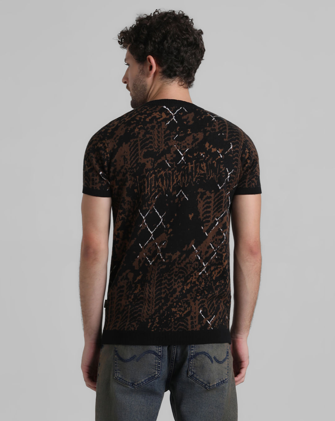 Louis Vuitton Black Cotton Allover Logos Printed Crewneck T-Shirt
