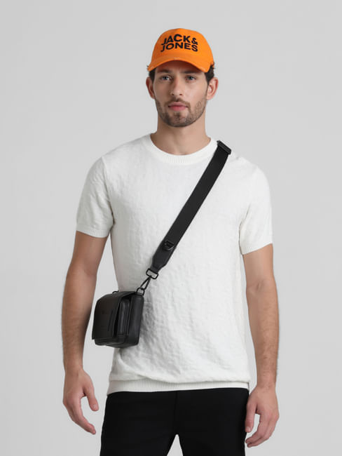 White Textured Knitted T-shirt