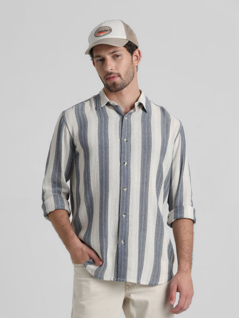 White Yard Dyed Striped Shirt