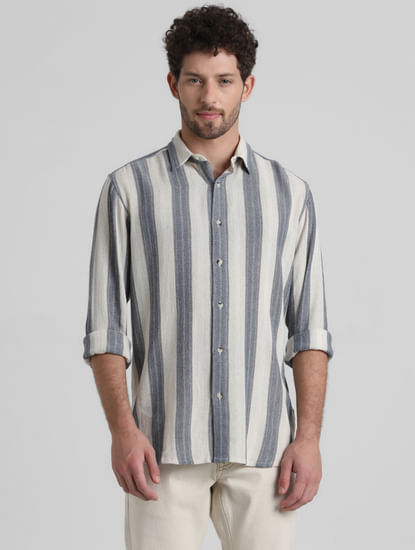 White Yard Dyed Striped Shirt