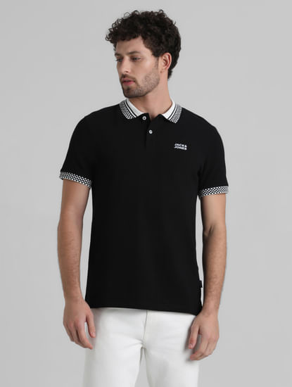 URBAN RACERS by JACK&JONES BLACK CONTRAST TIPPING POLO