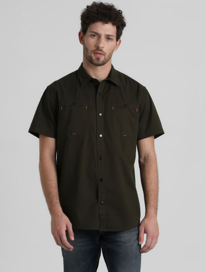 Green Cut & Sew Short Sleeves Shirt
