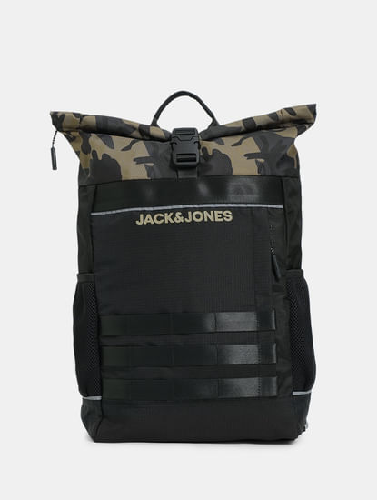 Olive Camo Print Roll-Top Backpack