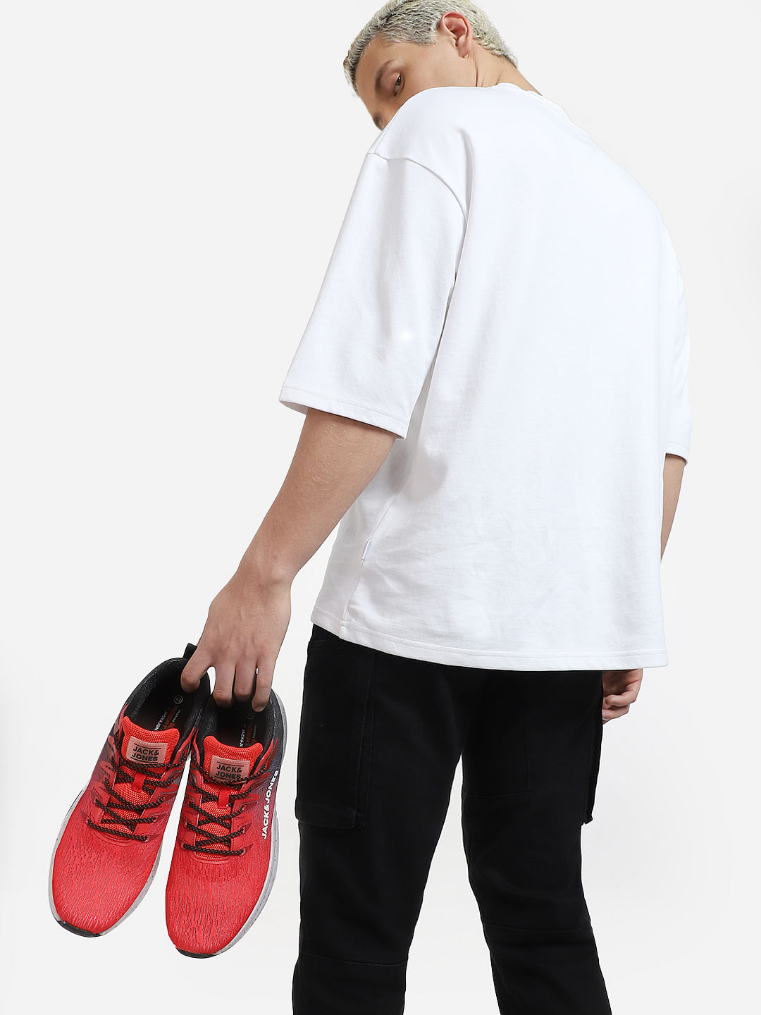 Red Gradient Print Sneakers|128852601