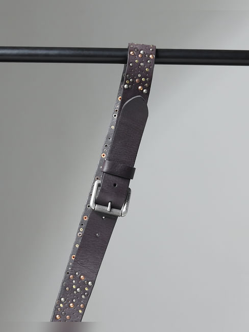 Black Studded Leather Belt