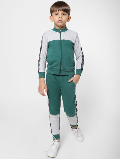 BOYS Green Logo Print Sweatpants