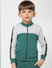 BOYS Green Colourblocked Zip Up Sweatshirt_388682+1