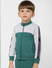 BOYS Green Colourblocked Zip Up Sweatshirt_388682+3