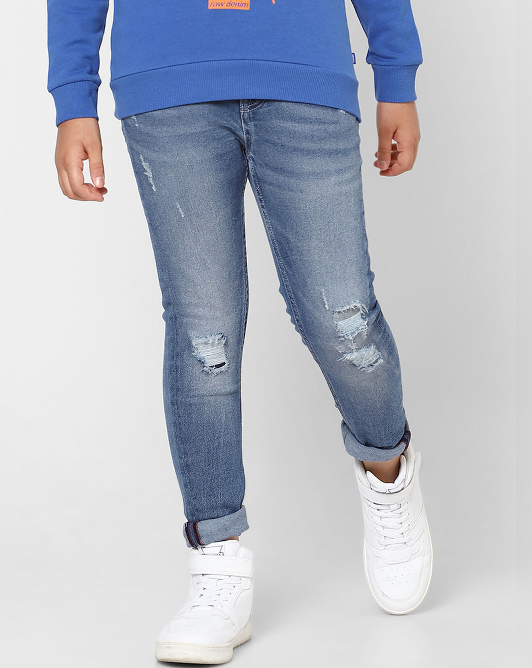 Buy Light Blue Mid Rise Ripped Slim Jeans for Boys Online Jack&Jones Junior |149677101