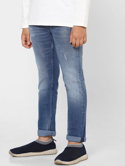 Boys Blue Mid Rise Straight Jeans 