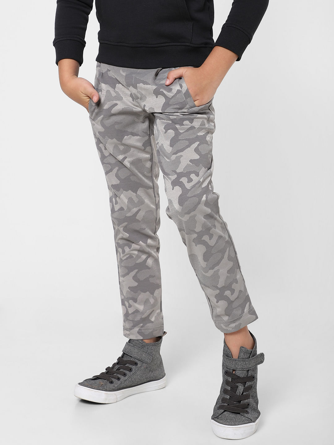 Buy Plus Size Grey Camouflage Printed Lounge Pants Online For Women