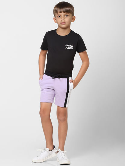 Boys Purple Colourblocked Shorts